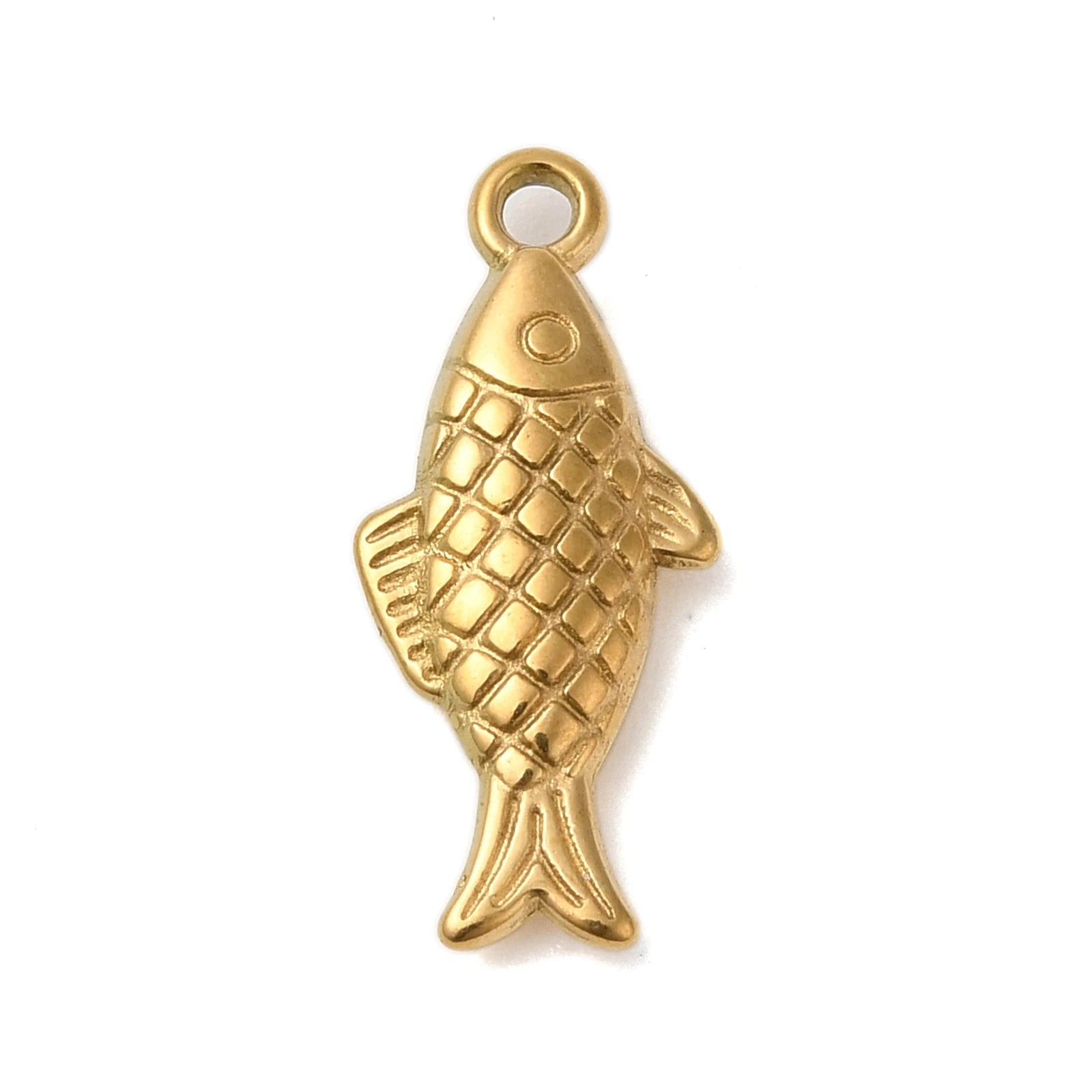Pandahall 20 Pcs Real 18K Gold Plated Ion Plating(IP) 304 Stainless Steel Fish Charms