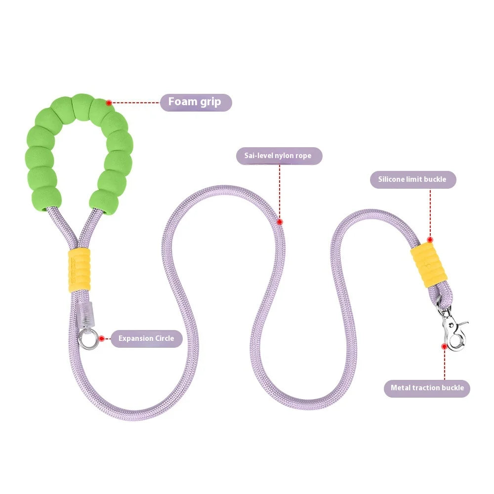 Multi-Functional Eco-friendly Nylon Dog Leash with Ribbons Print Pattern Explosion-Proof Traction for Outdoor Use