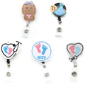 NICU Nurse Accessories Felt Office Supply Retractable Stethoscope & ID Badge Reel with Baby Footprints Badge Holder & Accessory