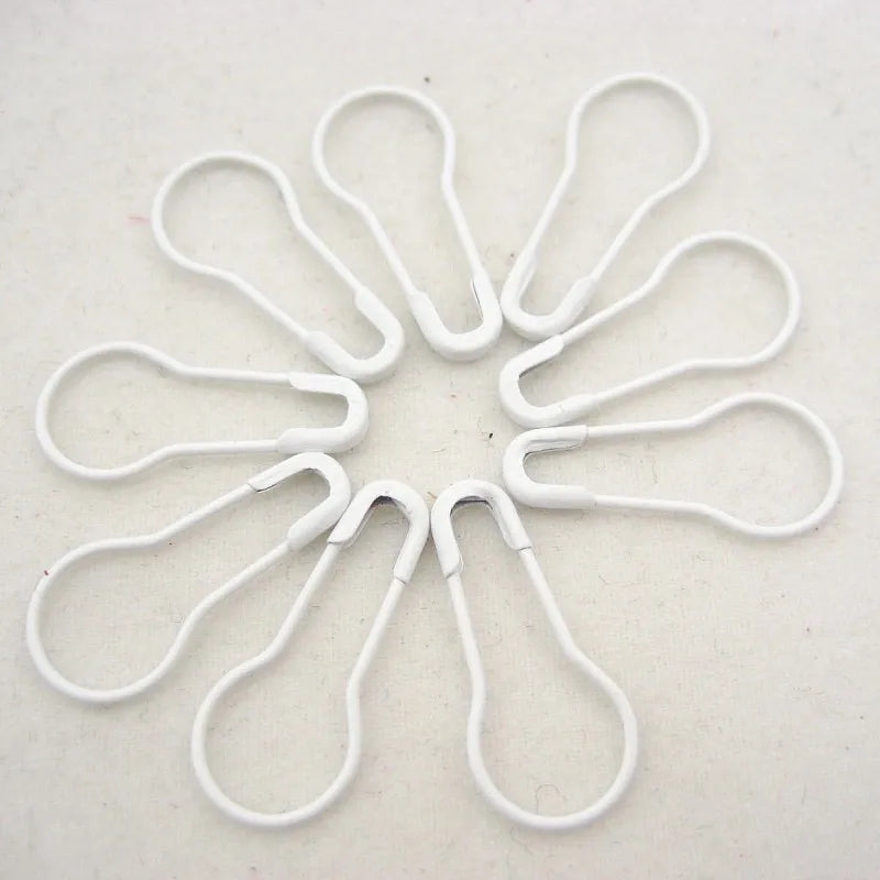 22mm White Pear Shape Safety Pin Good for Hanging Tags and DIY Craft
