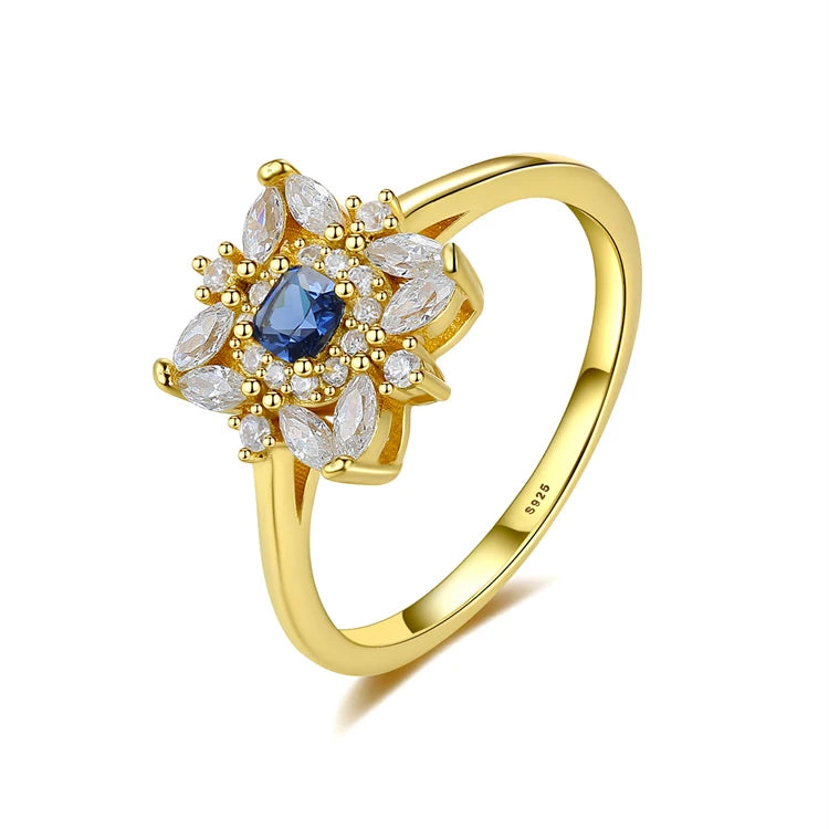 Luxury Fine Jewelry 925 Sterling Silver Square Shape Gemstone 18k Gold Engagement Wedding Ring for Women