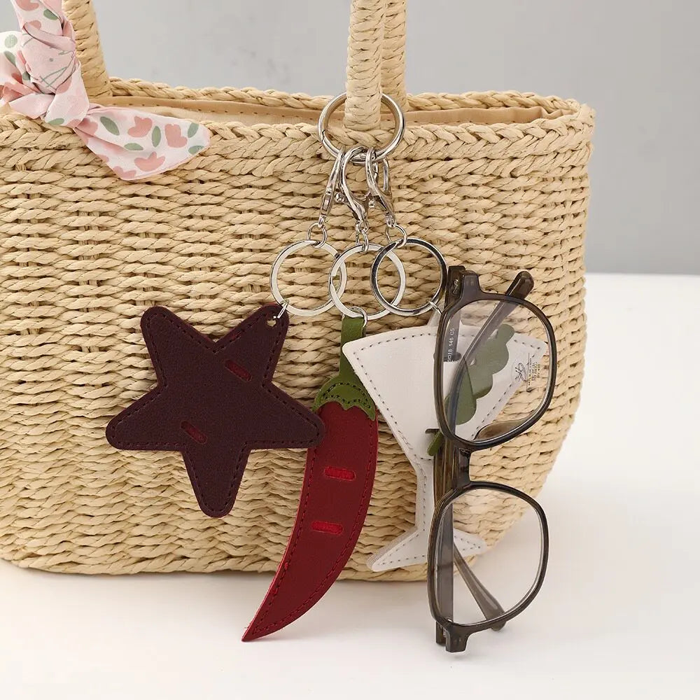 Novelty Shaped Leather Sunglasses Holder Cute Eyewear Clip for Women Daily Handbag Decor & Travel Use MegaBDM