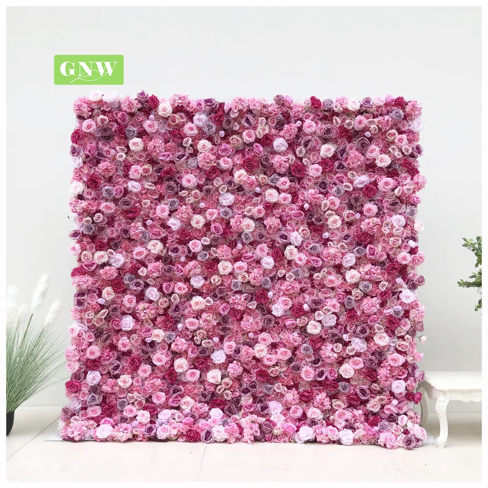 GNW  Luxury Artificial 4D Rolled up Chic Home Decoration  Party Ceiling  Blush Durable Pink Flower Wall for Wedding