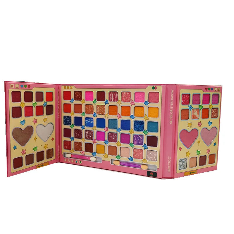 Wholesale 68 Colors Bling Shimmer and Matte Eye Dry Eye Shadow Eyeshadow Palette Private Label Custom Shape