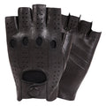 Mens Leather Reverse Stitched Fingerless Half-Finger Driving Motorcycle Gloves for Daily Cycling Travel