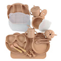 Wholesale Bpa Free Cute Baby Training Feeding Set Eco-friendly Non-toxic Divider Spoon Suction Bowl Silicone Plate Feeder Cup