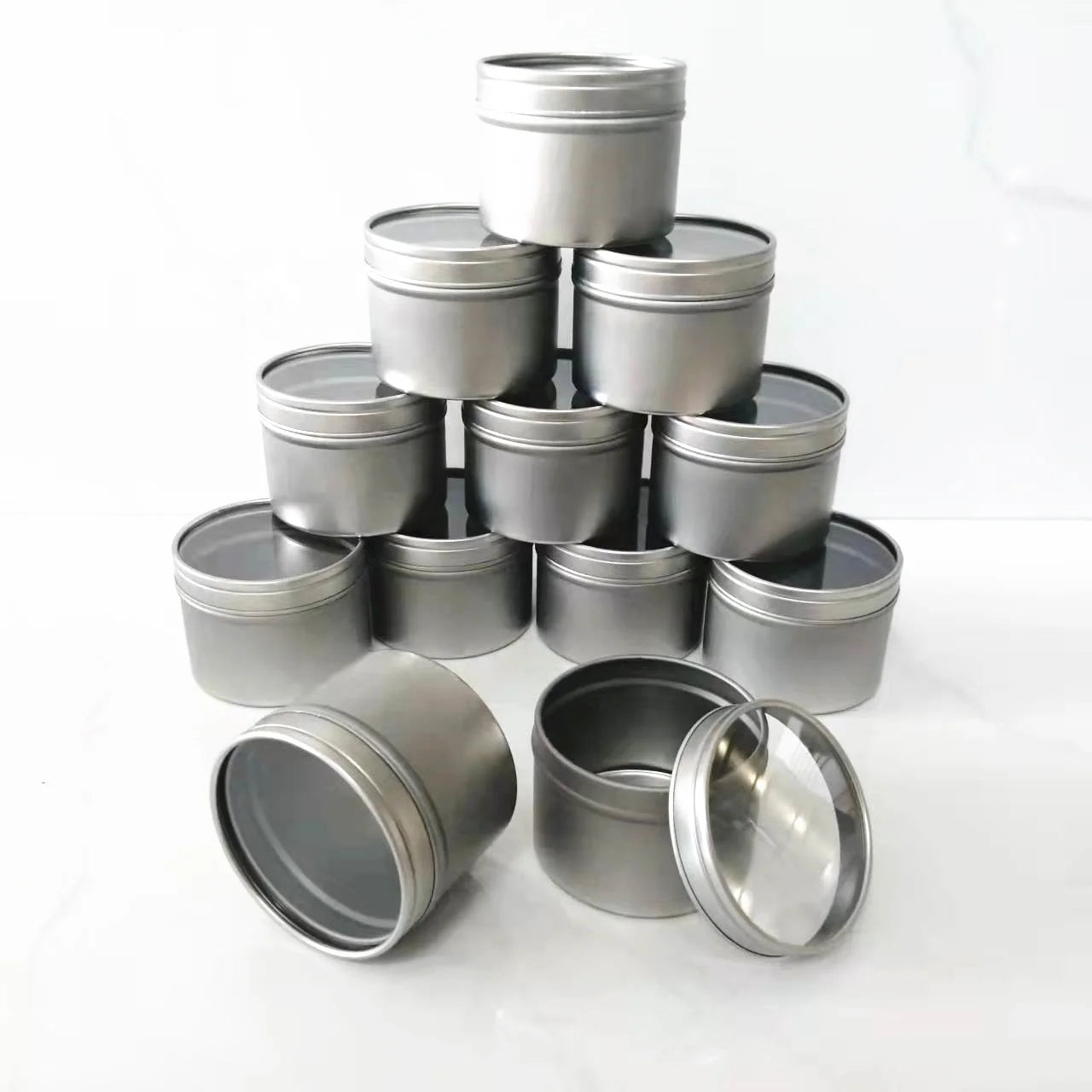 Factory Wholesale 4oz Empty Tinplate Cans Window Lids 60Dx46.5Hmm Snack Food Packaging for Pet Food Spices Candles Beans Tea
