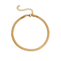 Minimalist Trendy Herringbone Chain Bracelet Anklet Sets 18K Gold Plated Jewelry Waterproof Stainless Steel Flat Snake Chains