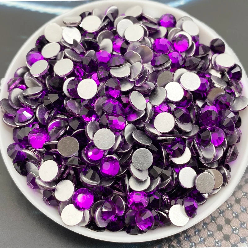 Sigiving Wholesale SS3-SS30 Heliotrope Crystal Stones Non Hotfix Strass Purple Series Flatback Glass Rhinestones for Craft