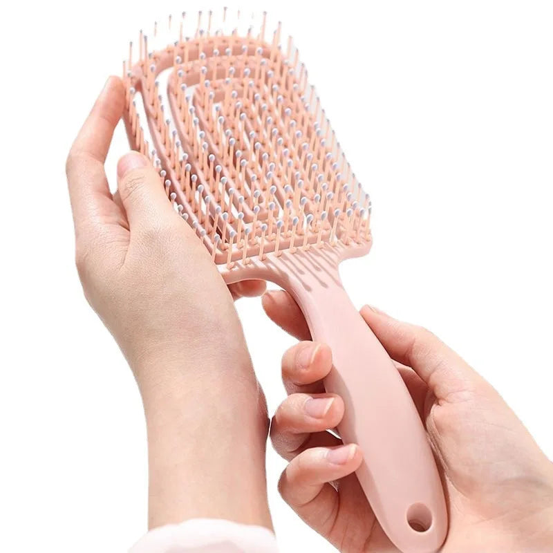FYD Hair Detangler Brush for Woman Curly Hair Custom Logo Vent Detangling Hair Brush Wholesale Plastic Octopus Eight Rows Black