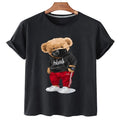 100% Cotton Sports Mask-Bear Print Short-sleeved T-shirt Female Half-sleeved Summer Casual Oversized T-shirt Ladies Shirt S-4XL