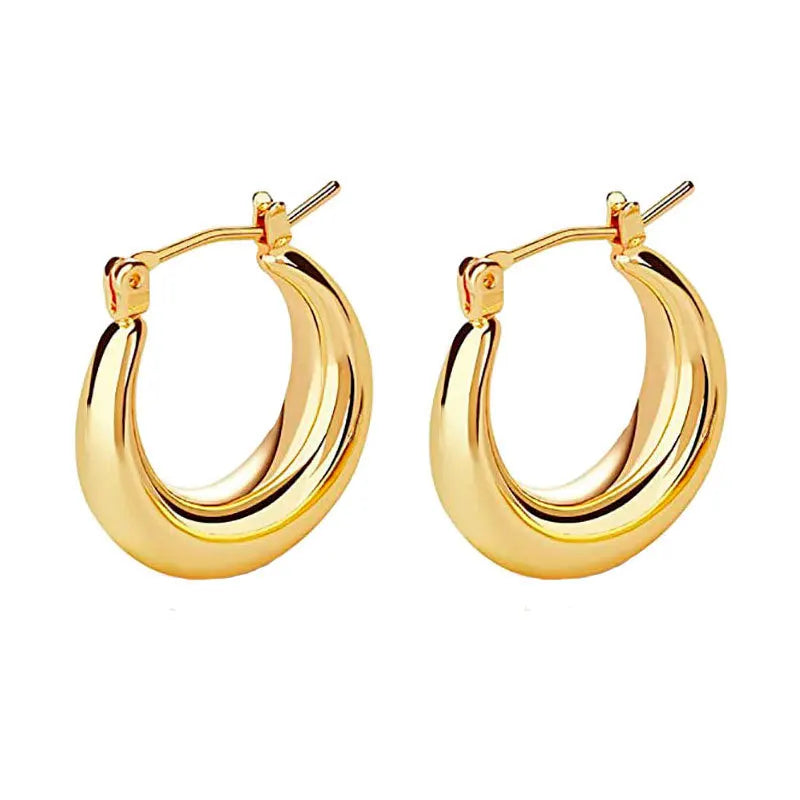 Ivanda Hot Selling 18K Gold Plated Stainless Steel Jewelry Classic Chunky Crescent Hoop Earrings for Women