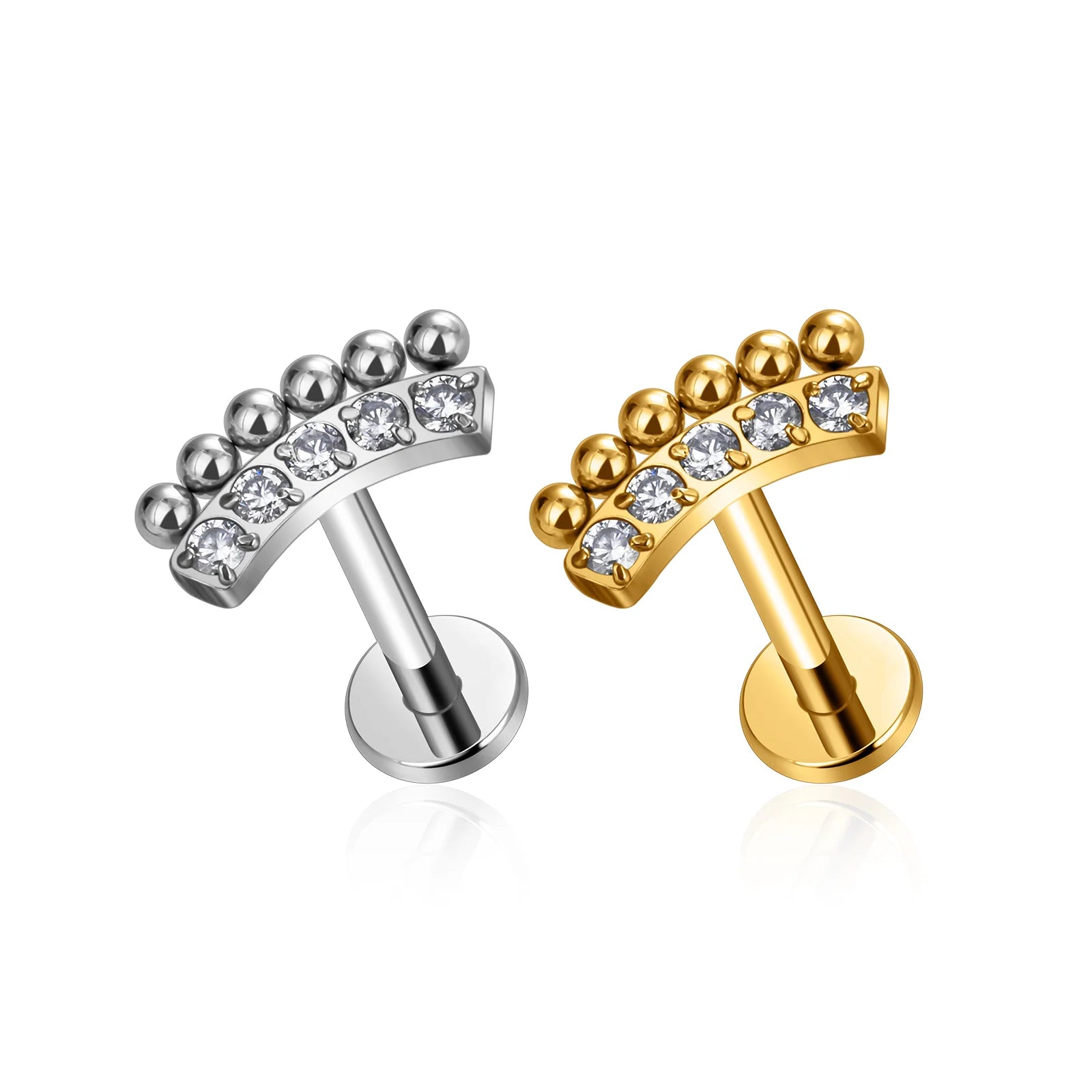 G23 Titanium Labret Lip Piercing Stud Internally Threaded Clear Zircon Ear Stud Helix Cartilage Tragus Body Children's Weddings
