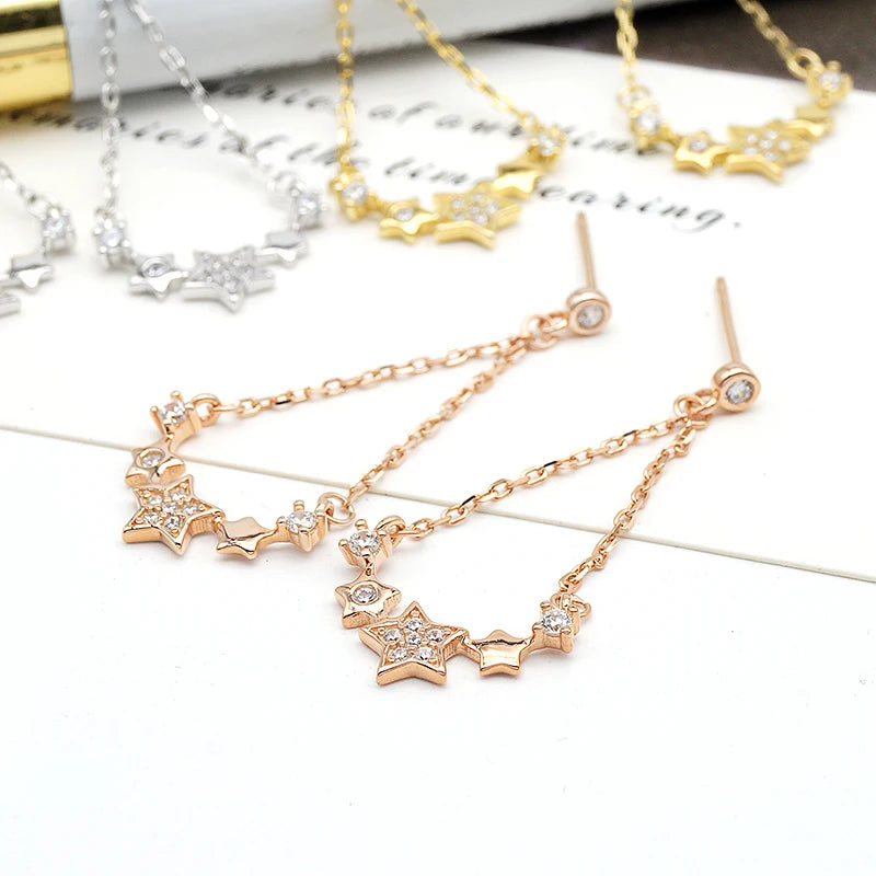 Fine Jewelry 925 Sterling Silver Stud Earrings Line Wire Star Earring Wholesale