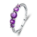 Abiding Classic Ring Round Natural Amethyst Rope Band Ring 925 Sterling Silver Jewelry Women Fashion Wedding Ring
