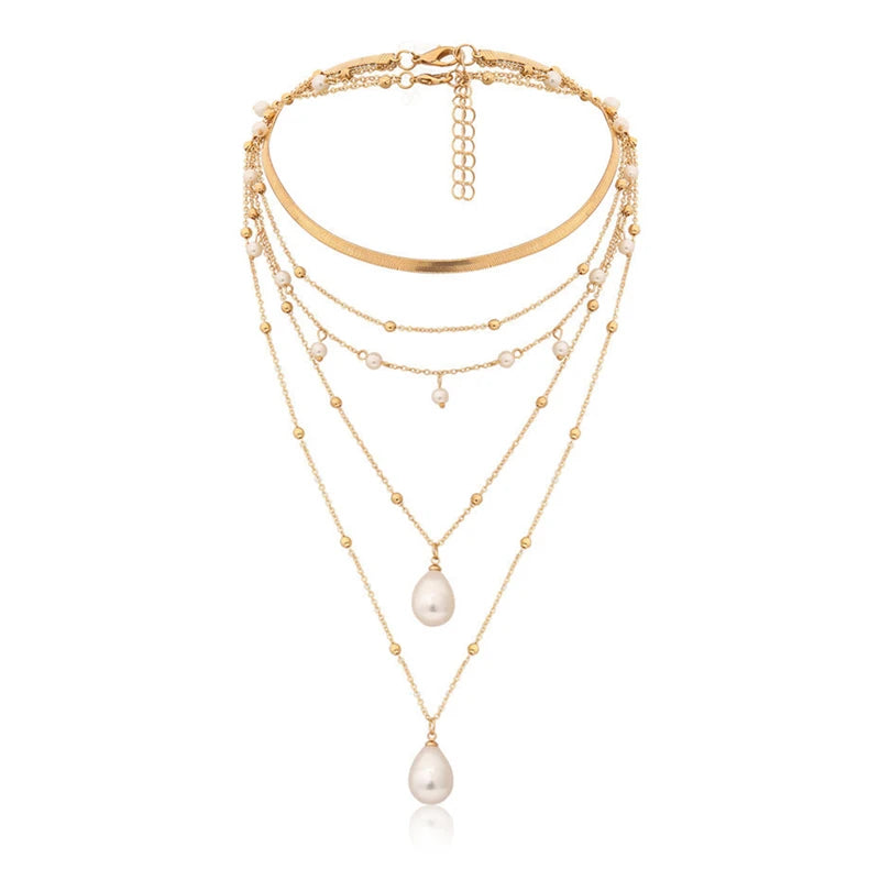 New Women Jewelry Fashion Pearl Three Layered Choker Necklace Wholesale