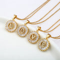 Luxury 18k Gold Plated Stainless Steel Alphabet Pendant Women Ladies Iced Out CZ Zircon 26 Letters Initial Necklace Jewelry
