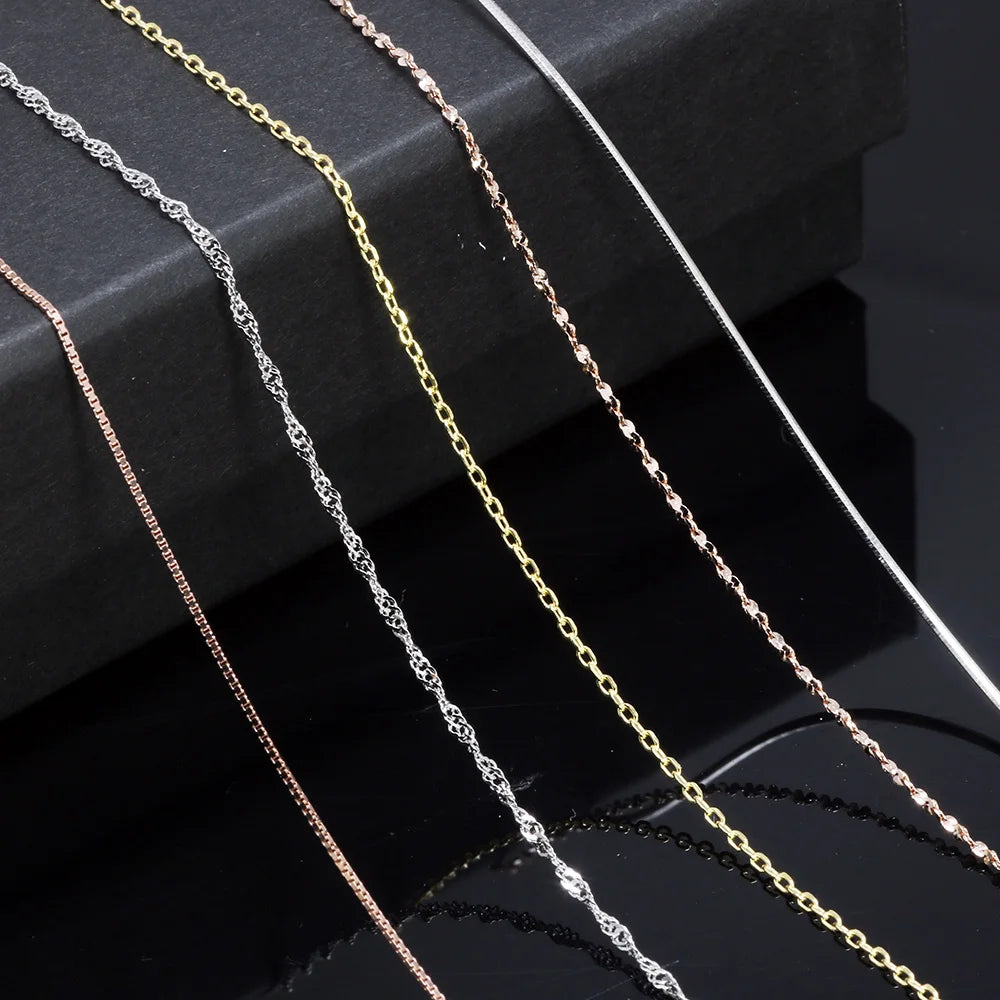 Simple Fashion Elegant 925 Sterling Silver Jewelry Snake Chain Necklace  for Women