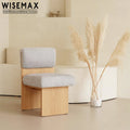WISEMAX FURNITURE Factory Japanese Style Teddy Fabric Dining Chair Living Room Soft Lamb Wool Accent Wooden Chair