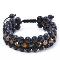 Handmade Boho Black lava Rock Essential Oil tiger Eyes Beads Bracelet Men Natural Stone 8mm Anxiety Bracelets Jewelry