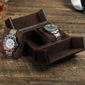 Luxury Retro 2 Slots Crazy Horse Leather Double Open Square Doul Watch Boxes Storage Organizer Watch Travel Case for 2 Watches