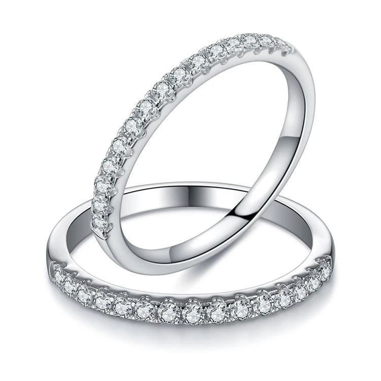 Anniversary Bands for Her 925 Silver Jewelry GRA Rings Moissanite Queen Genuine Moissanite Ring