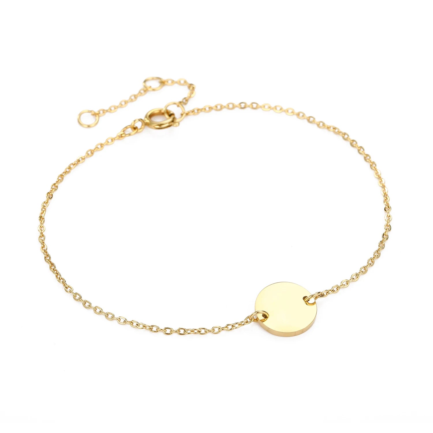 Chihang 9mm Minimalist Customized 316L Stainless Steel Round Disc Pendant Link Chain Bracelet Men Bracelet
