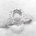 Sterling Silver 7*9mm Semi Mount Ring Empty Frame Blank Support Claw Setting S925 Base Holder Without Center Stone for DIY Inlay