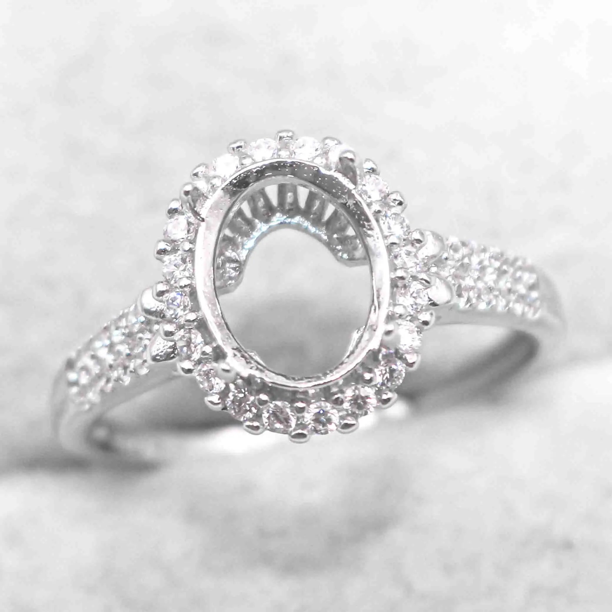 Sterling Silver 7*9mm Semi Mount Ring Empty Frame Blank Support Claw Setting S925 Base Holder Without Center Stone for DIY Inlay