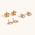 DAIHE Wholesale 18K Gold Plated Crown Flower Zircon Earring Stainless Steel Resin Teardrop Diamond Earring for Women