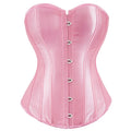 Satin Overbust Corset Simple Elegant Black White Blue Bustier Plastic Boned Gothic Gorset Sexy Plus Size Busk Brocade Korset