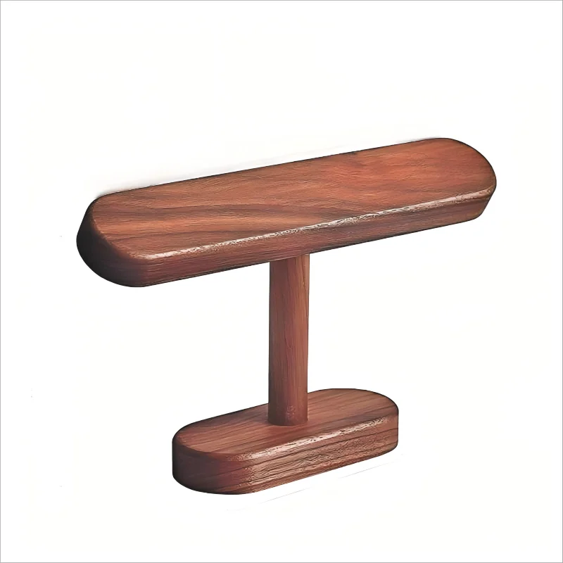 Valentine Day Gift Durable Eco-Friendly Oval Solid Wood Watch Bracelet Holder Black Walnut T-Bar Display Anti-Slip Bottom Pad