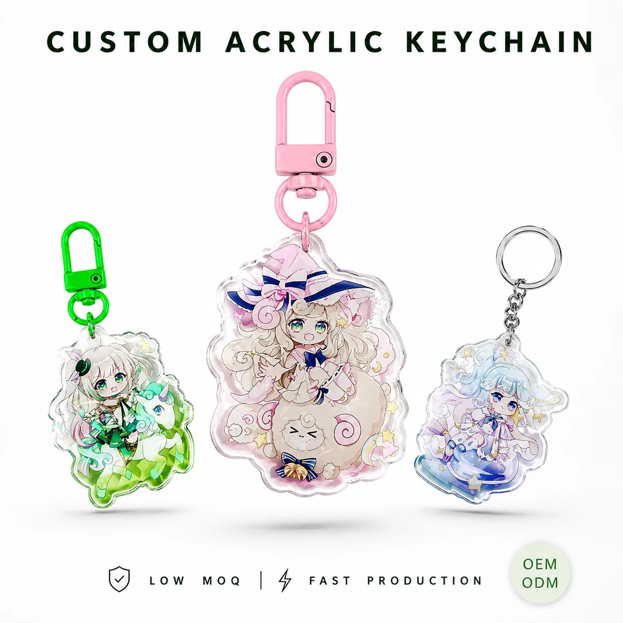 CNAWO Custom Printed Clear Epoxy Resin Acrylic Keychain UV Printed Plastic Keychain Charms Make Your Own CNAWO Accessory