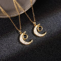 Collar Luna Cristal Gold Plated Full Diamond Moon Pendant Necklace Stainless Steel I Love You 100 Language Projection Necklace
