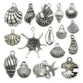 16 Pcs DIY Alloy Jewelry Accessories Marine Creatures Series Sea Shell Conch Pendants Bracelets Necklaces Earrings Charms Small