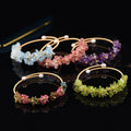 Irregular Chips Stone Beads Adjustable Bangle Tourmaline Gravel Crystal Bracelet for Woman