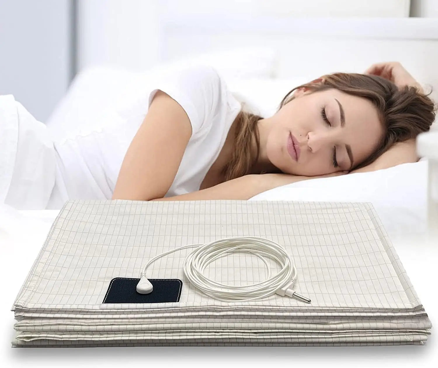 OEKO TEX 400TC 20%silver+80%cotton  Grounding Bedding  Sheet  Fitted Sheet  with Grounding Wire
