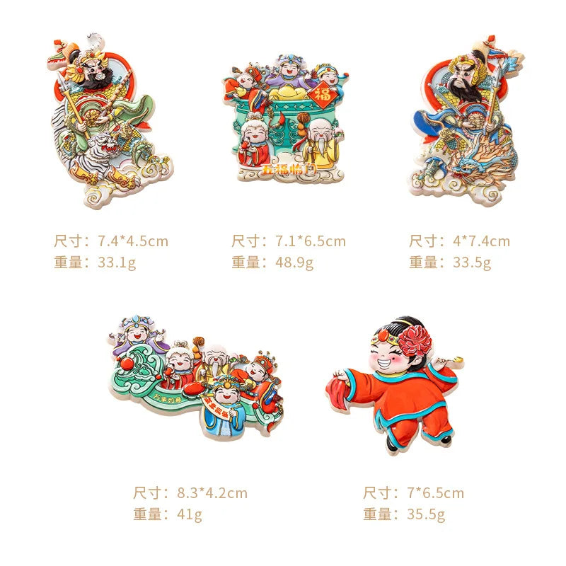 Home Refrigerator Cartoon Door God Eco-friendly Resin Art Deco Decoration Magnetic Stickers