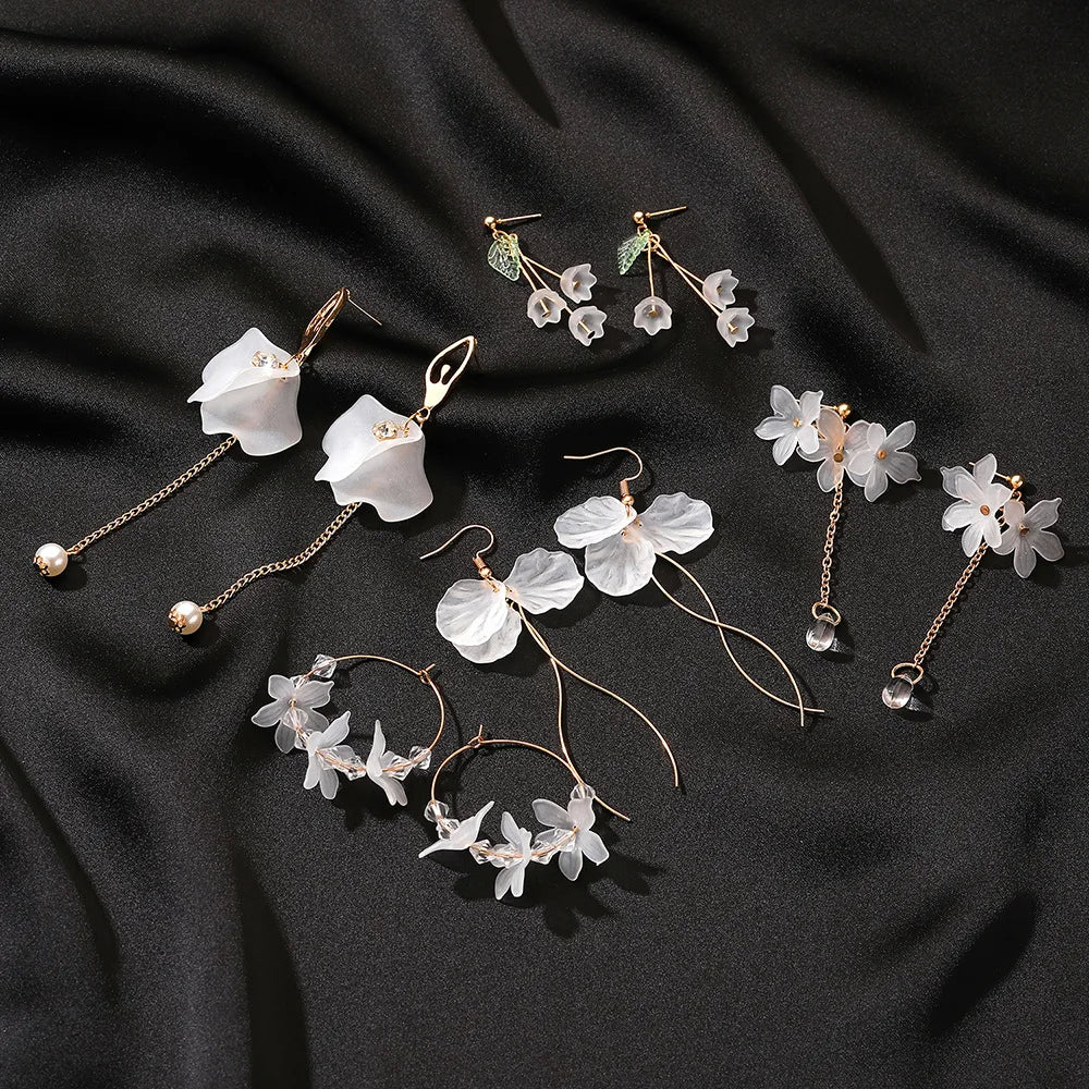 New Flower Handmade Bohemia Boho Earrings Women Fashion Long Hanging Earrings Crystal Female Wedding Earings Party Jewelry