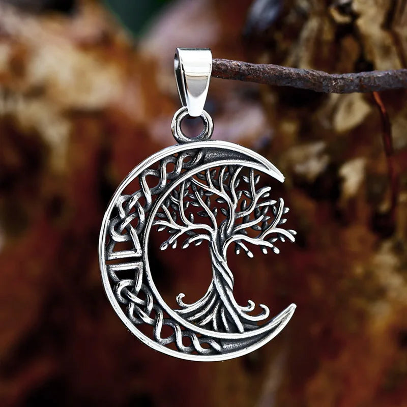 SS8-1278P Creative Design Stainless Steel Viking Moon Tree of Life Pendant Celtic Knot Pendant for Men Fashion Jewelry