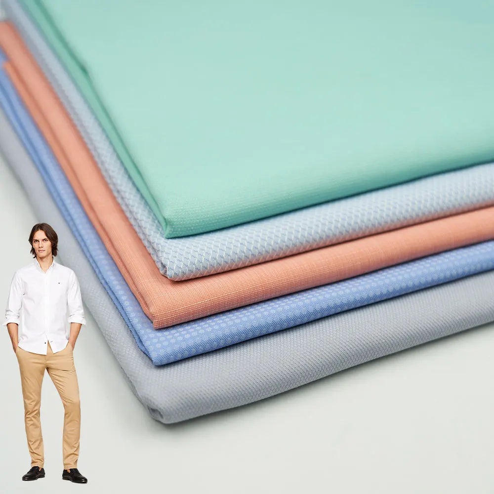 Soft Dobby Herringbone Slub Woven Jacquard Fabric Breathable Polyester Cotton Yarn Dyed for Shirt Dress & Hospital Use