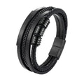 2024 New Arrival Design Black Braided Multi-layer Leather Bracelet for Men