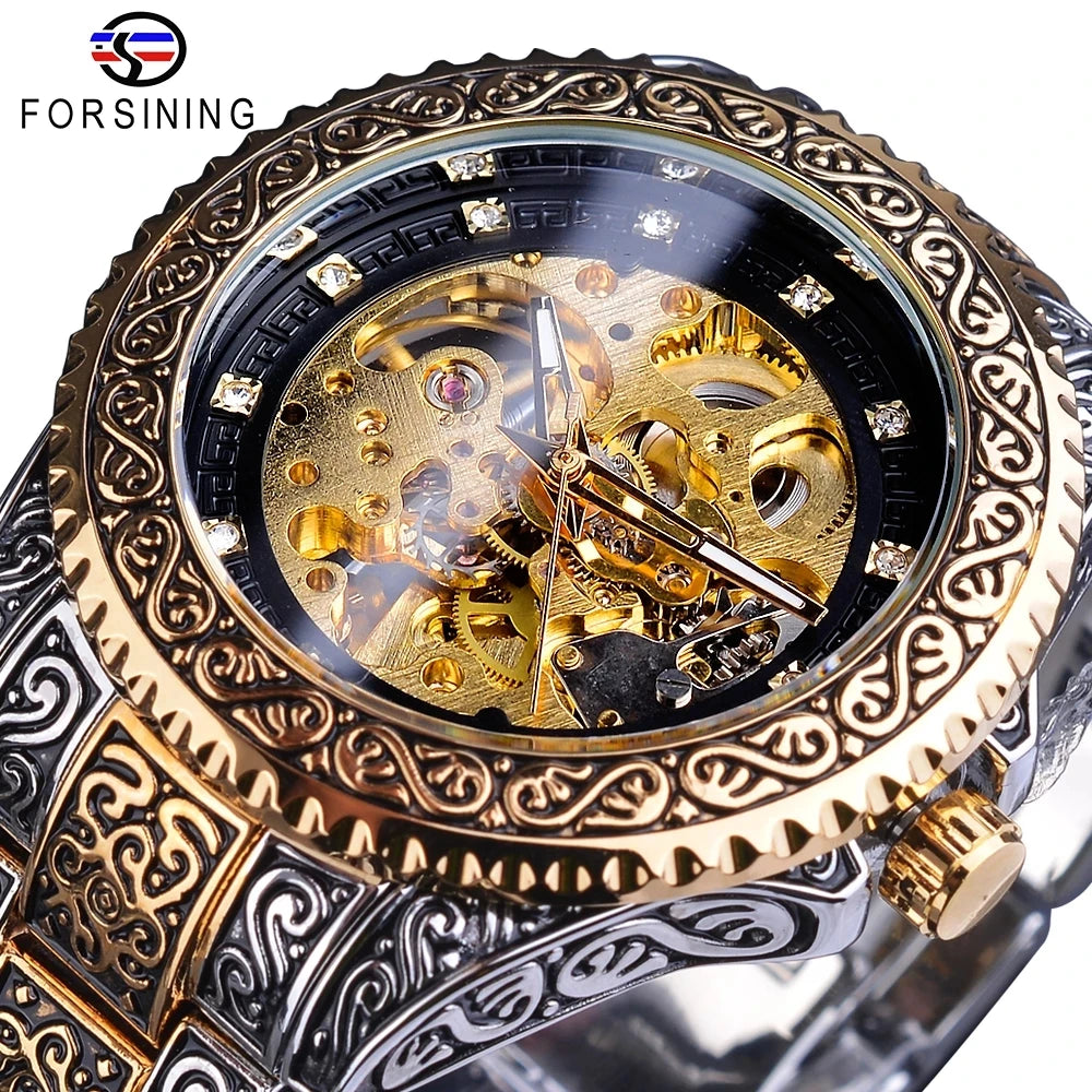 2025 New Arrive Forsining Men Mechanical Wristwatch Skeleton Automatic Luxury Diamond Waterproof Stainless Steel Man Watch Clock