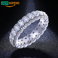 Dropshipping Fine Jewelry White Gold 925 Sterling SIlver Cluster VVS Moissanite Diamond Halo Wedding Band Ring for Women Men