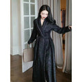 A5931 2025 New Winter Warm Clothes  Long Black Shinny Jacket brand women''s clothing