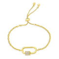 Gemnel Women Jewelry 925 Sterling Silver 18k Gold Plated Paperclip Carabiner Link Bracelet