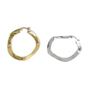 Wuqie Trendy Korean Jewelry Minimalist Wave Big Hoop Earring 925 Sterling Silver Circle Hoop Earring