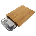 Bamboo Cutting Board with Stainless Steel Trays Serving Board Easy Compact Storage Kitchen Chopping Board