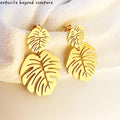 European and American Hot Selling Double Leaf Big Earrings Trend Stainless Steel Earrings