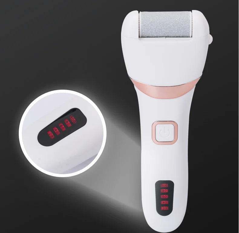 Rechargeable Electric Foot File with 3 Roller Heads for Callus Removal & Cracked Heel Care